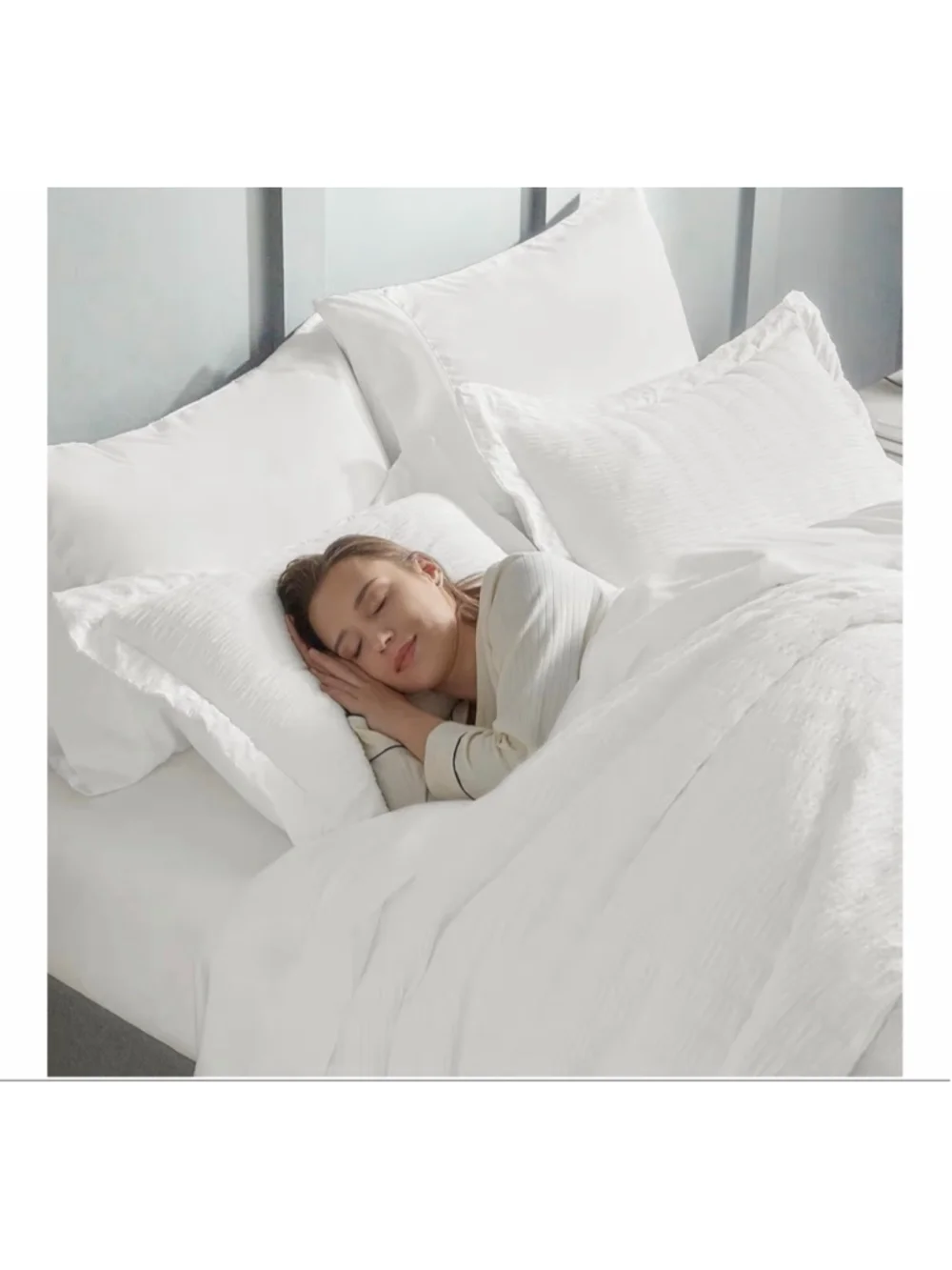 NEW Full Size Comforter Set Sheets Sham Pillowcases 7 Pcs White Seersucker